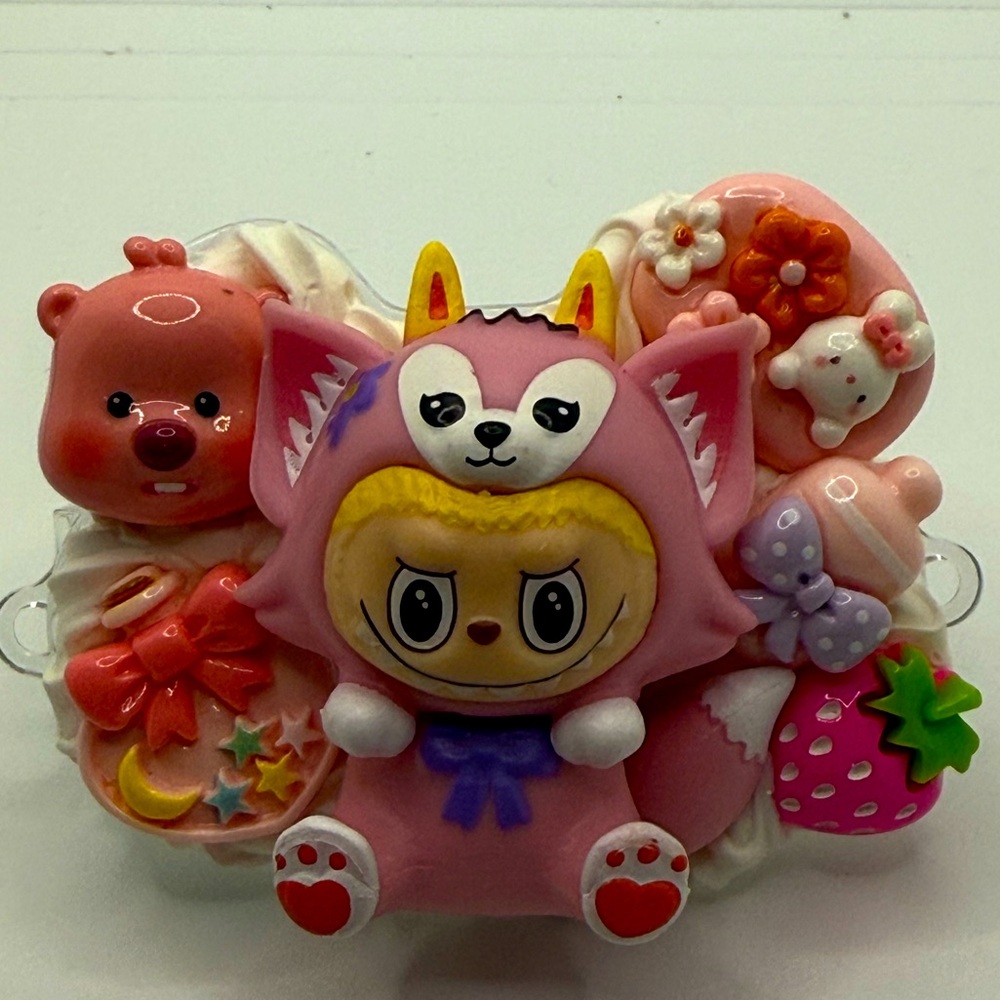Cute Pink Labubu Adjustable Phone Clip
